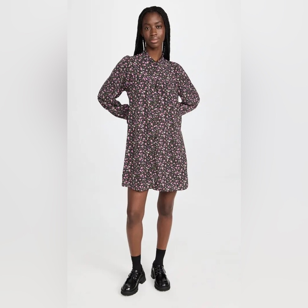 English Factory Black Floral Shift Dress with Pink Flowers - Picture 2 of 16